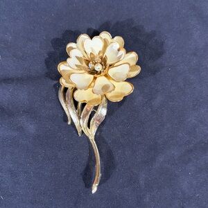 Vintage Silver Tone Coro Flower Aurora Borealis Statement Brooch